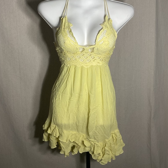 Yellow Free People Asymmetrical Mini Dress - Picture 1 of 6